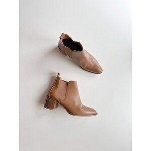 EVERLANE The Heel Boot Cognac Brown Leather Block Heel Ankle Boots, Size 6.5
